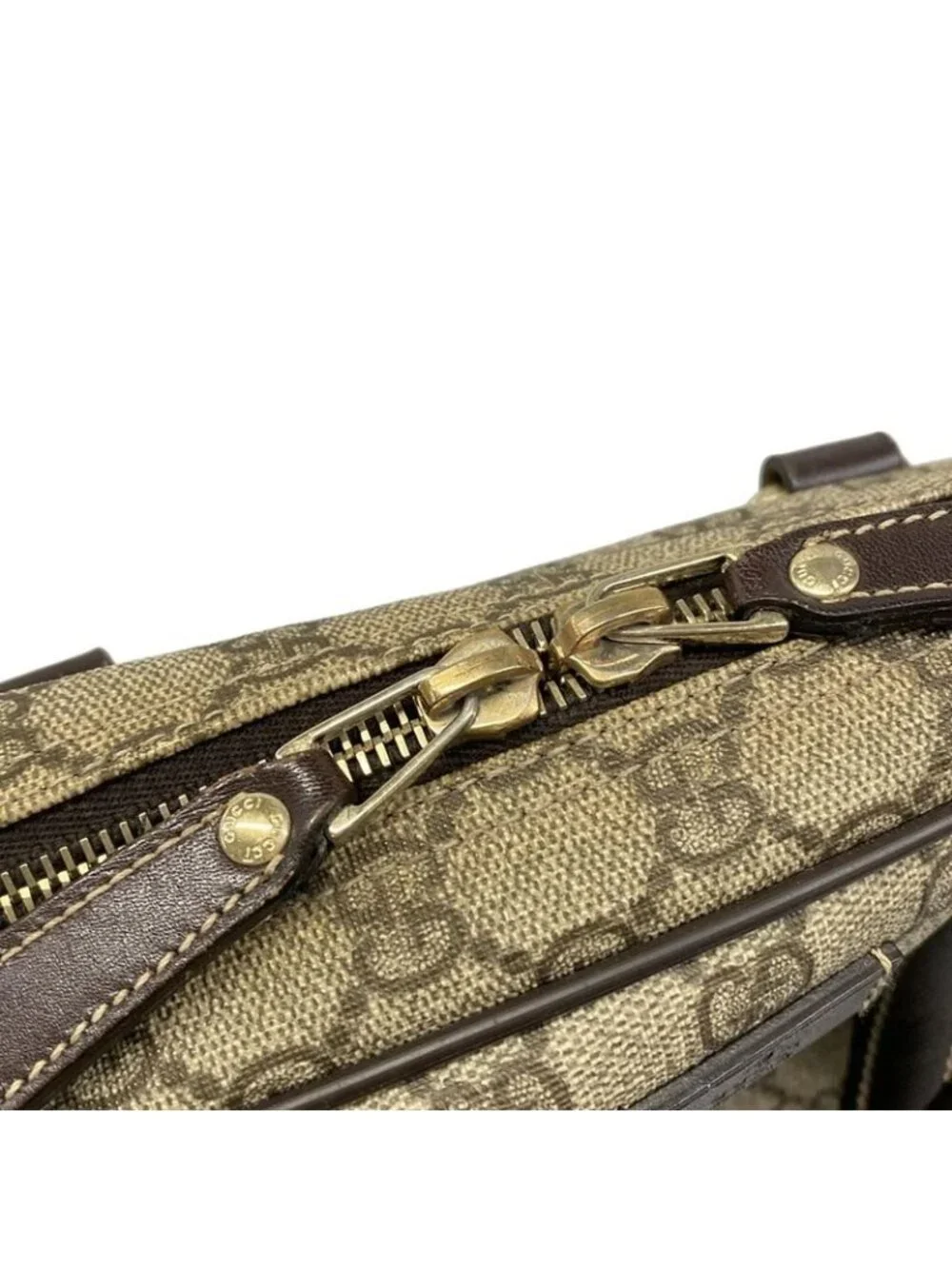 Gucci Business Bag GG Plus Supreme Beige Ebony Dark Brown Leather - Picture 12 of 15